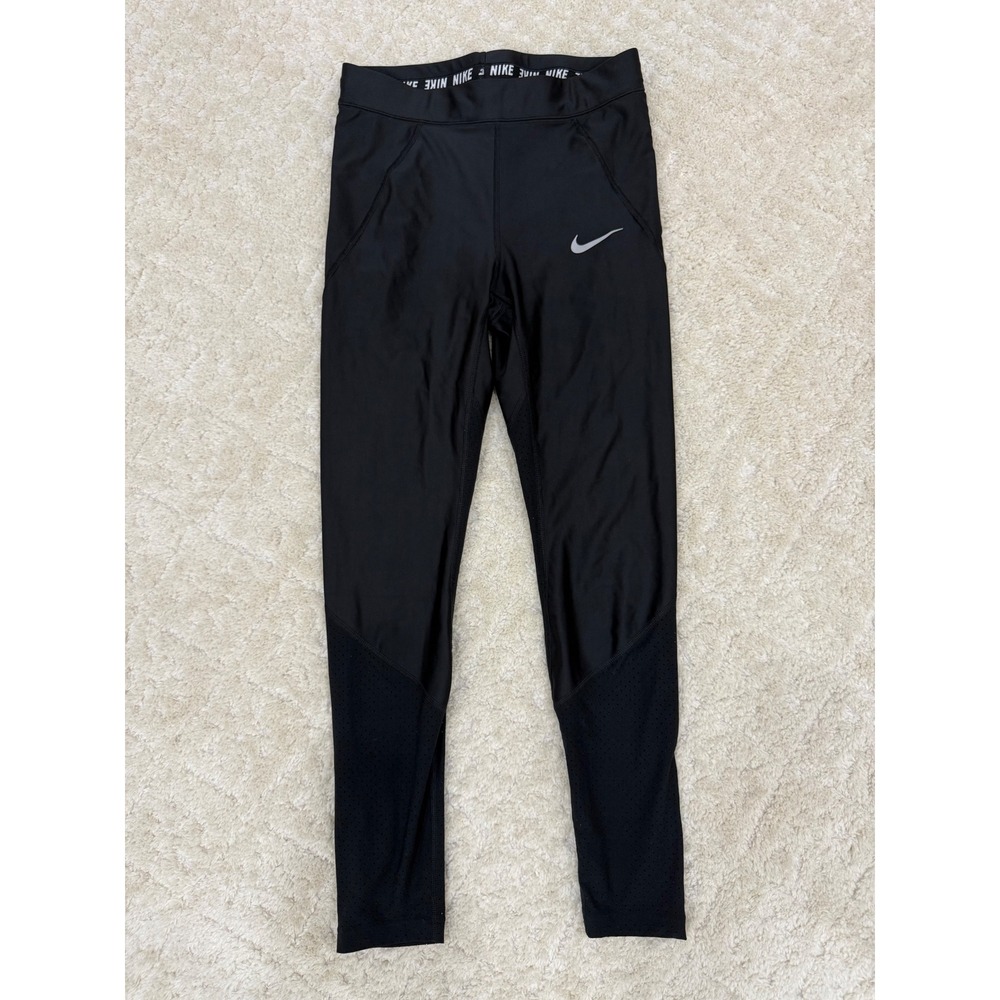 Nike Dri-FIT Womens Black Running Leggings Mesh Panels Size S Small Tights